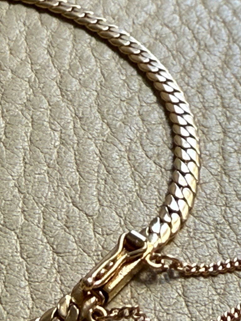 EXCELLENT! Vintage Swedish 18k Gold Tight Curb Bracelet with Safety Chain - 7 inch length