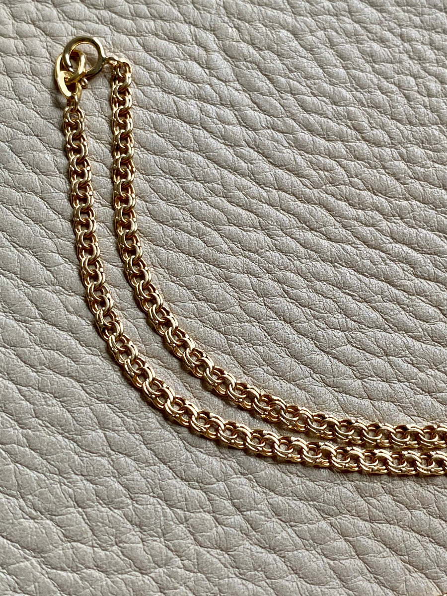 20.5 Inch longer length!  Vintage Swedish Double-link necklace - Solid 18k gold