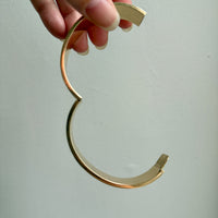 Unique! Architectural Wide 14k Gold Hinged Bangle with Linear Grooves - 6.9 inch oval interior circumference