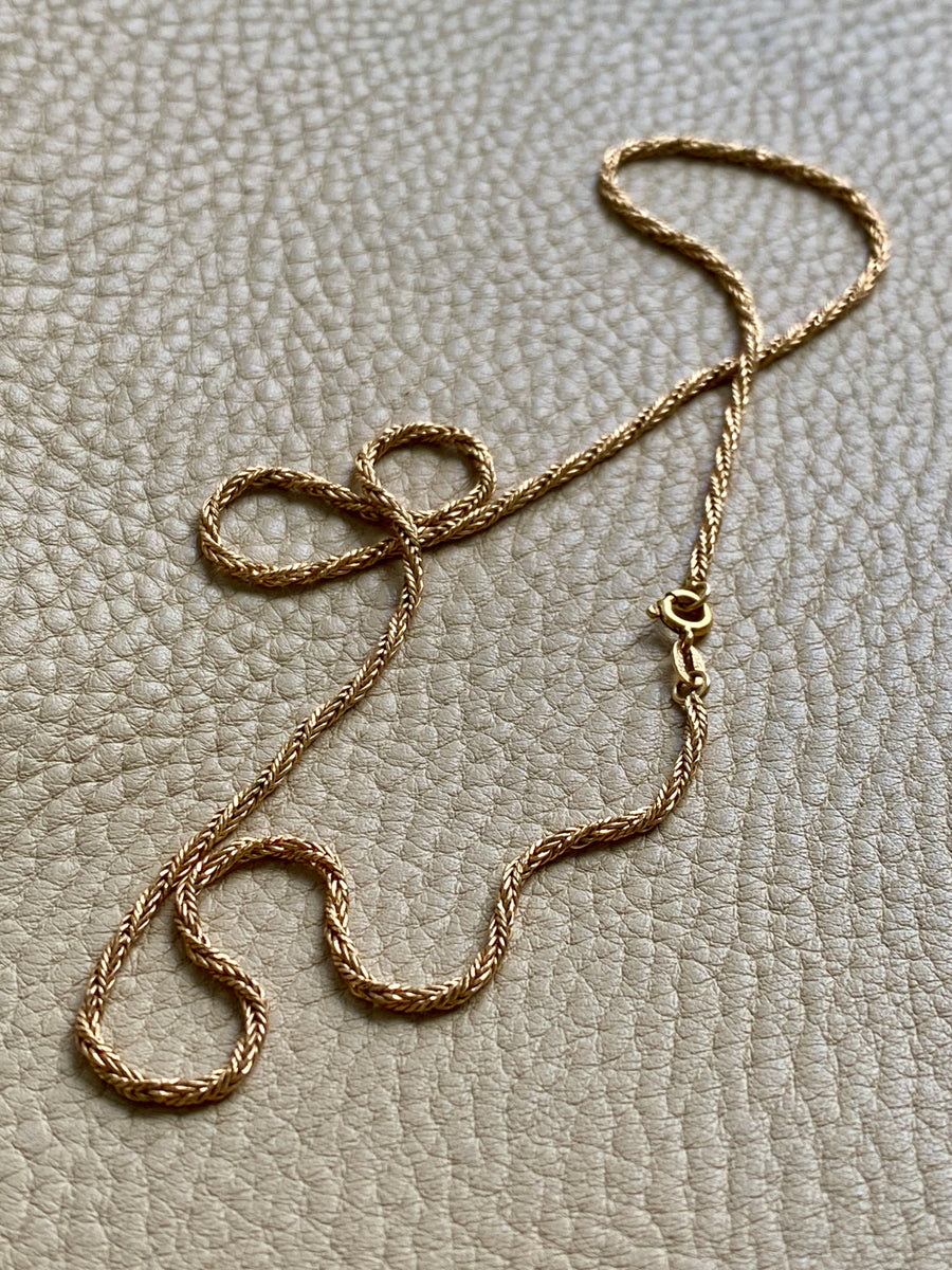18k Gold Vintage Foxtail(!) Spiral Link chain necklace - 18.5 inch length