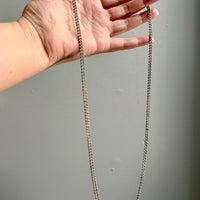 Antique Silver Cable Link Double Strand Necklace - 30 inch doubled length - adjustable