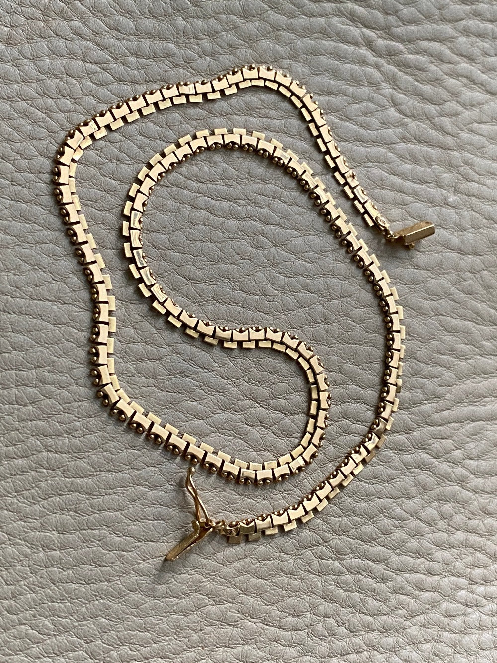 18k yellow gold vintage italian fringe link necklace 17 inch length