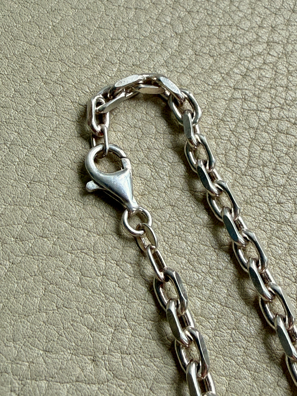 Sterling Silver Biker Link Chain Necklace - 23.6 inch length