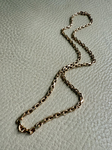 Vintage Chunky Biker Link Necklace in 14k Gold - Signed BNH - 17.8 Inch length