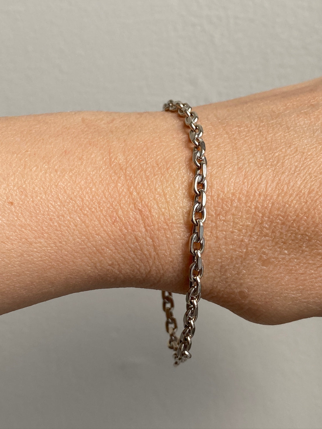 Bent Larsen 14k White Gold Biker Link bracelet - 7.8 inch length