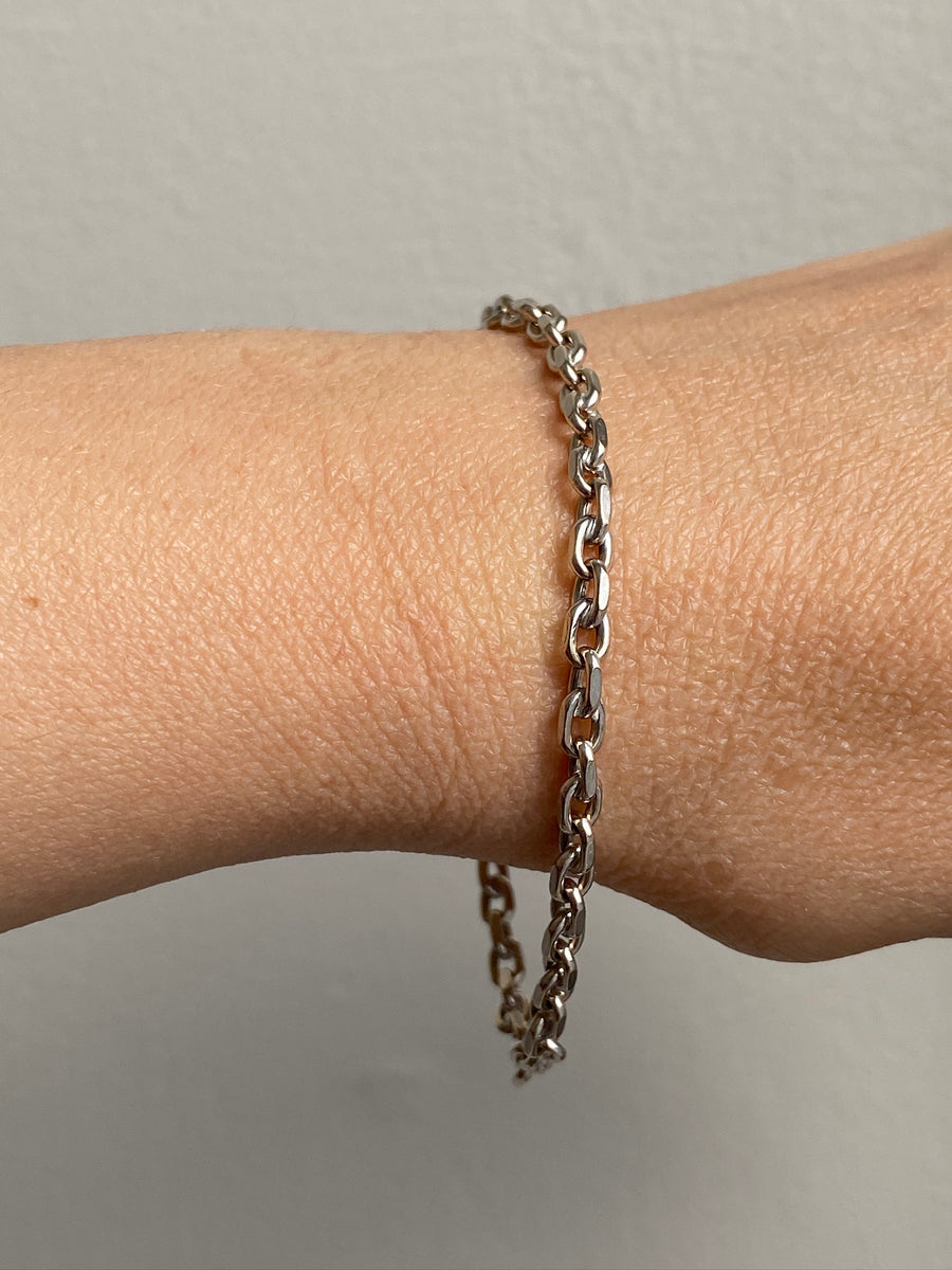 Bent Larsen 14k White Gold Biker Link bracelet - 7.8 inch length