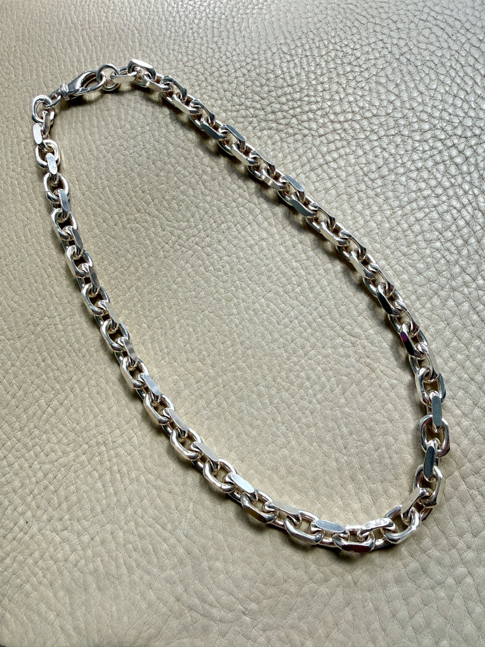 CHUNKY Vintage Sterling Silver Biker Chain Necklace - 19.5 inch length