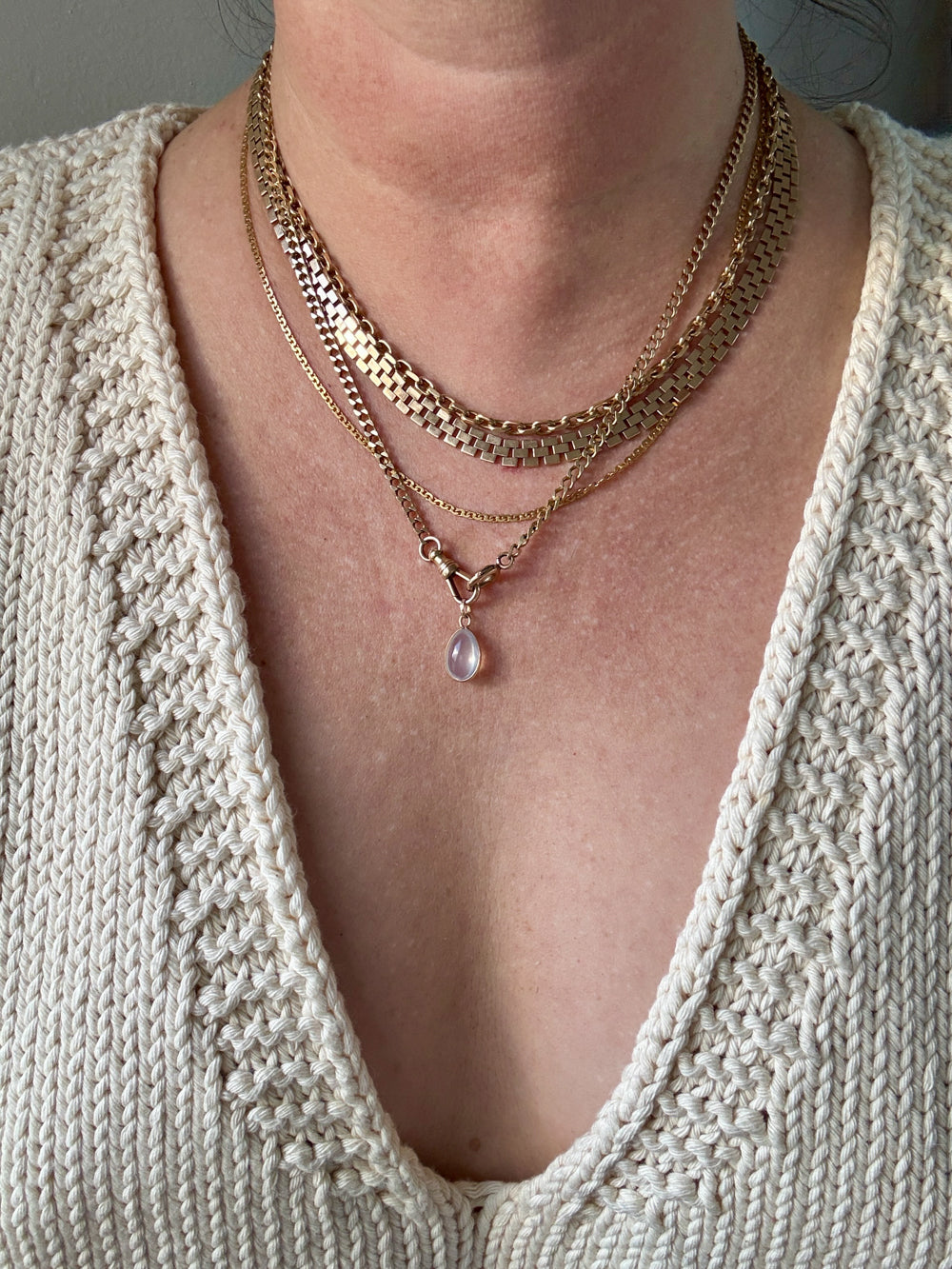 SILKY! Midcentury Italian Brick Link Necklace 18k Gold – 18.5 Inch Length