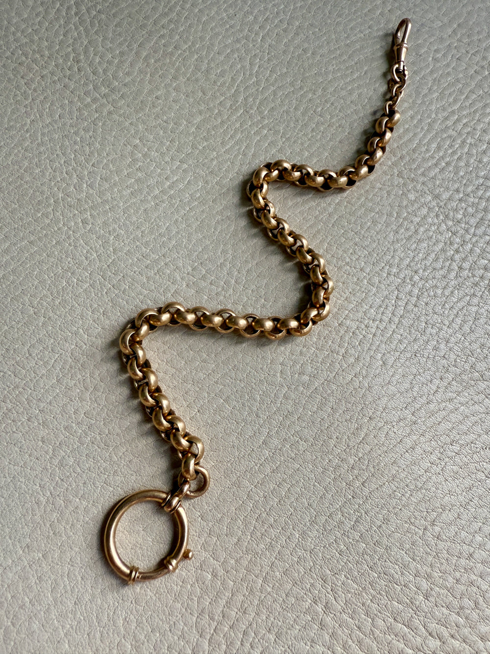 Antique 18k Gold Rolo Link Watch chain Necklace Setup with Large Bolt clasps - 21.75 inch total length
