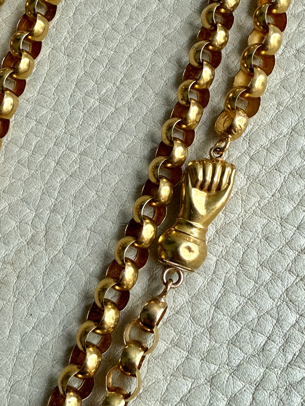 1834 Antique Long Length Rolo Link Necklace 22k Gold - 54.3 inch length