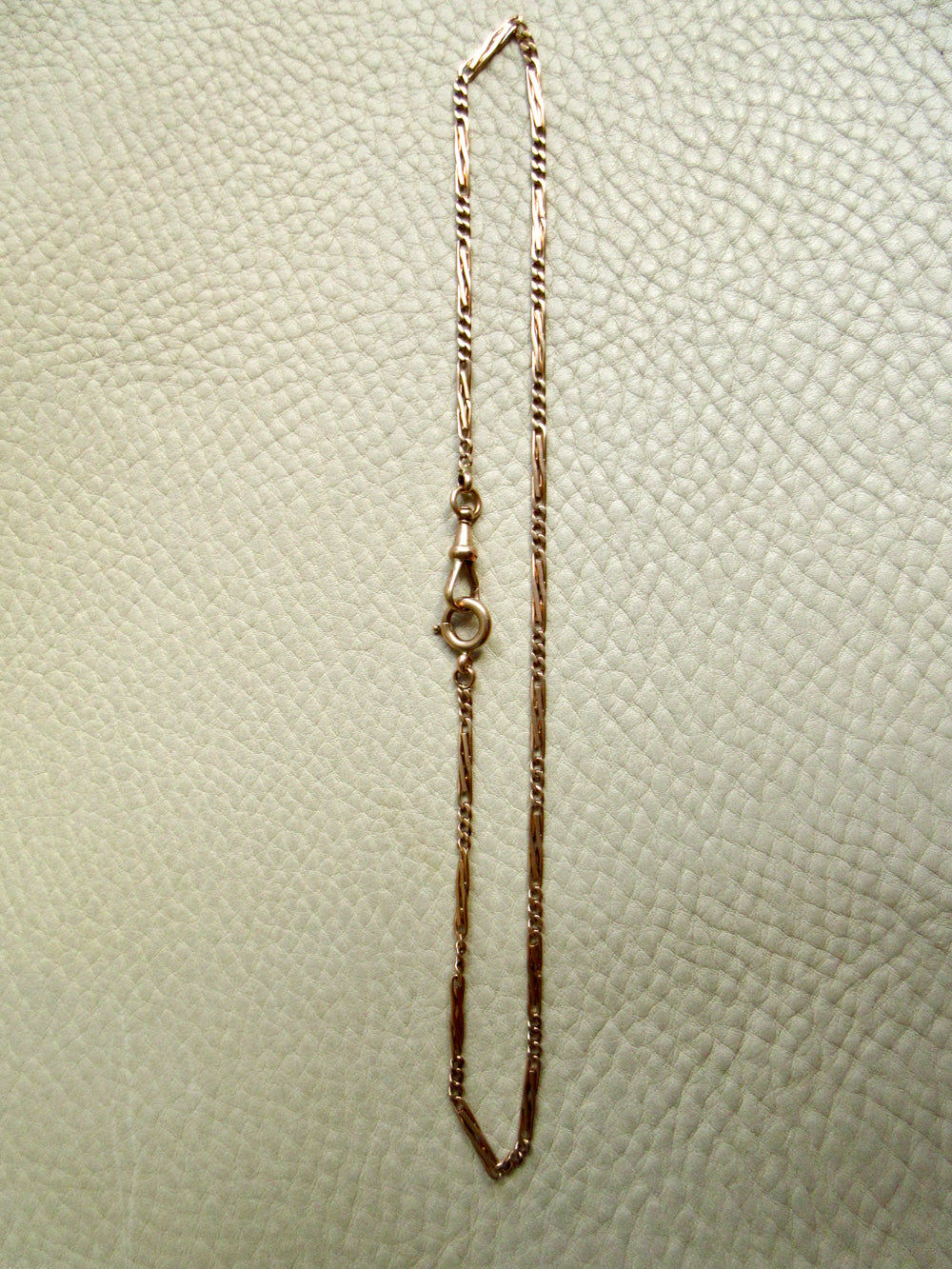 Rosy 14k Gold Bar and Curb Watch Chain Necklace - 16.7 inch length