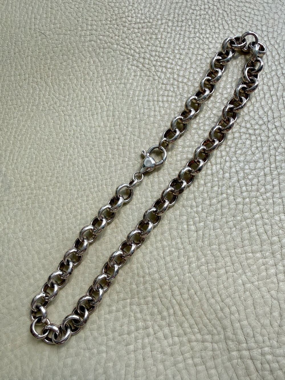 Chunky Chubby Sterling Silver Vintage Rolo Link Necklace – 18 Inch Length