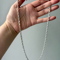 Sterling Silver Biker Link Chain Necklace - 23.6 inch length