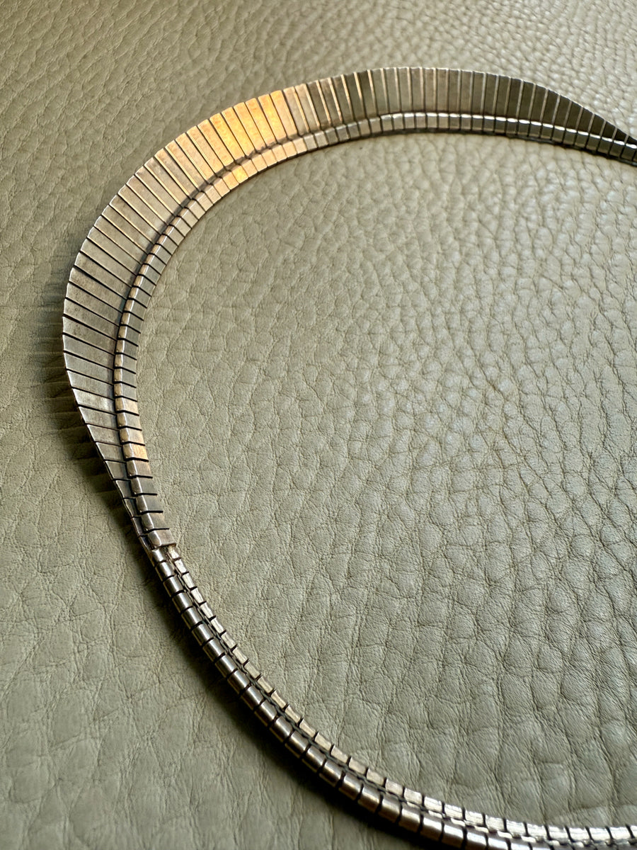 Italian 1950s/60s era Sterling Silver Cleopatra Collar Necklace - 16.2 inch length