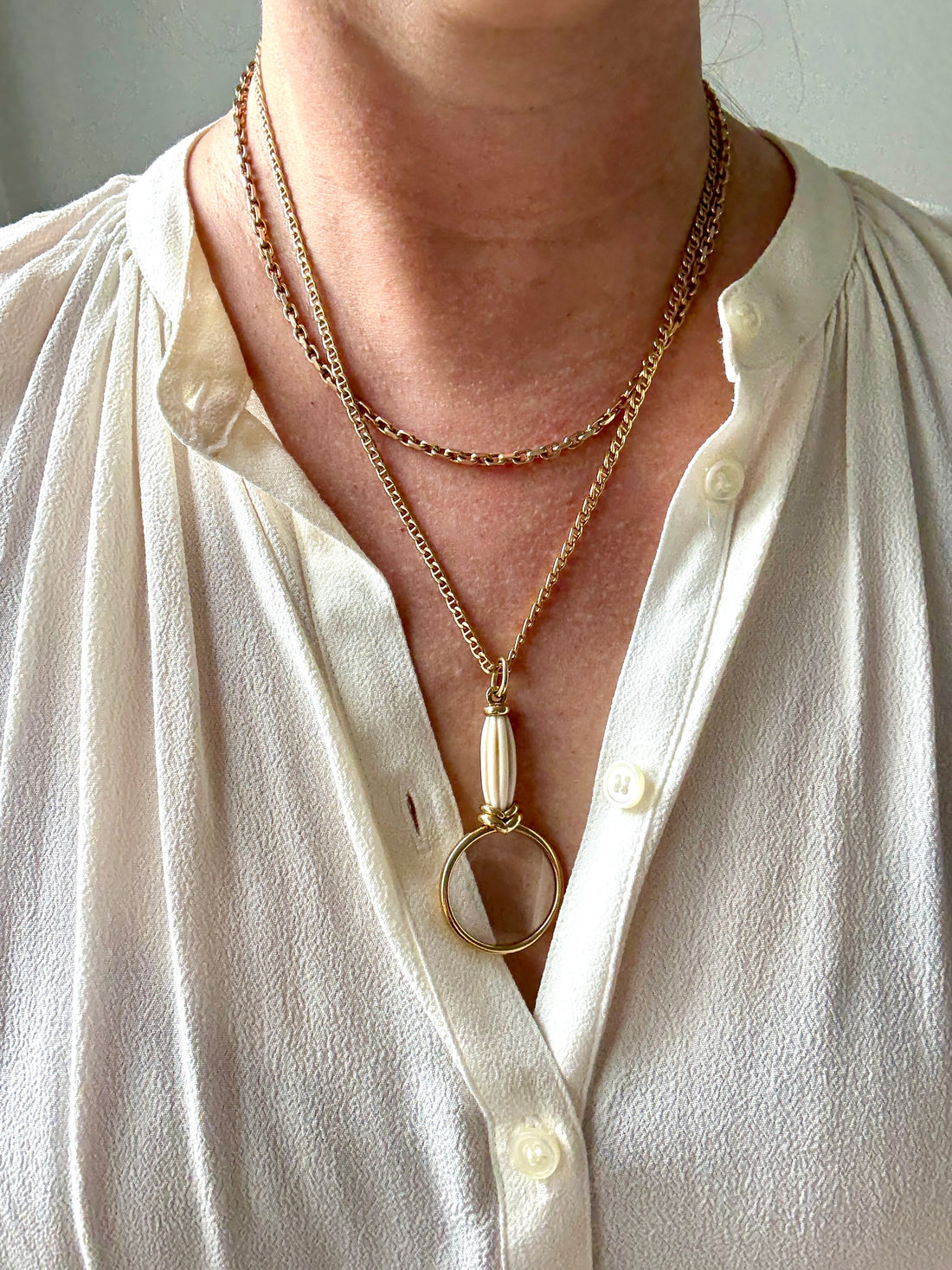 Vintage Chunky Biker Link Necklace in 14k Gold - Signed BNH - 17.8 Inch length