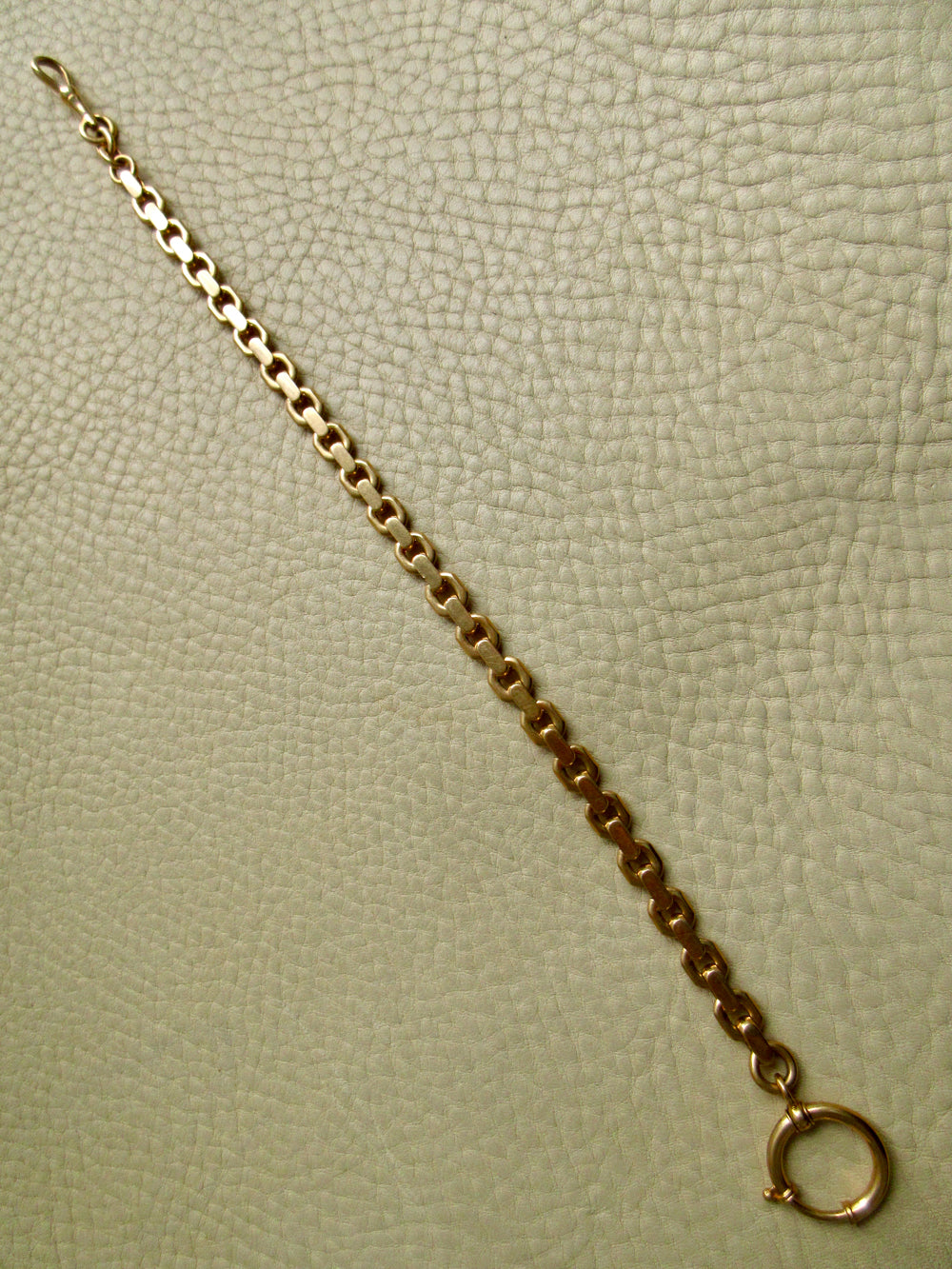 1930s Swedish Vintage 18k Gold Chunky Wide Watch Chain Bracelet or Necklace Extender with Bolt Clasp