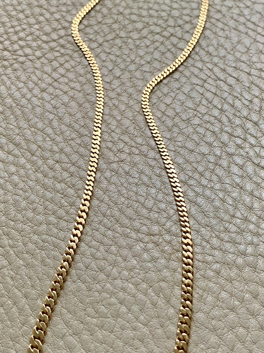 Midcentury Swedish 18k gold pressed curb link necklace, graduated width - 18 inch length