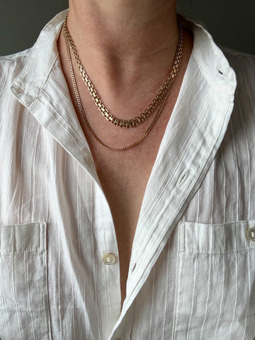 1960s era Graduated Star Link Necklace in 18k gold - 18 inch length