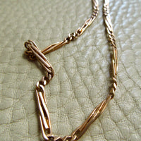 Rosy 14k Gold Bar and Curb Watch Chain Necklace - 16.7 inch length