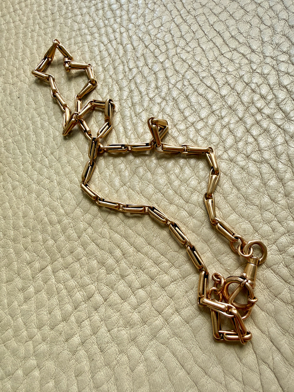 1917 Antique Swedish Double Fetter Watch Chain Necklace in 18k Gold - 17.6 inch length