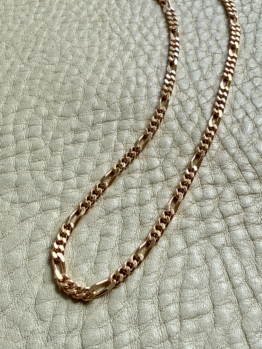 1986 Figaro Curb Link Variation Long Necklace in 18k Gold - 27.7 inch length