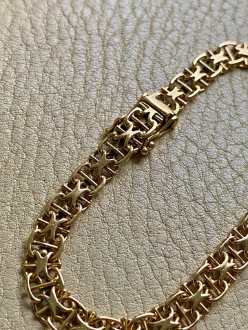 1962 Single row star link with bars - Bracelet in 18k gold - 7.25 inch length