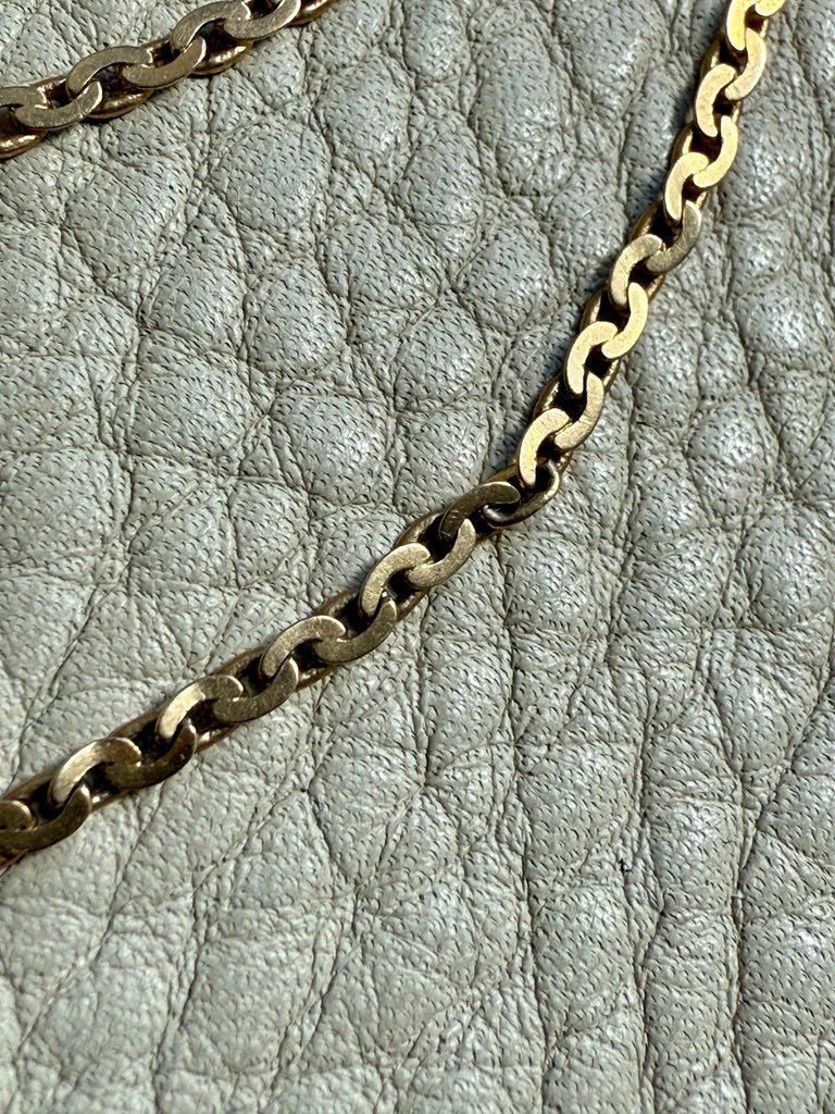 18k Gold Antique Virola Link Watch Chain Front Clasp Necklace - 16.4 inch length