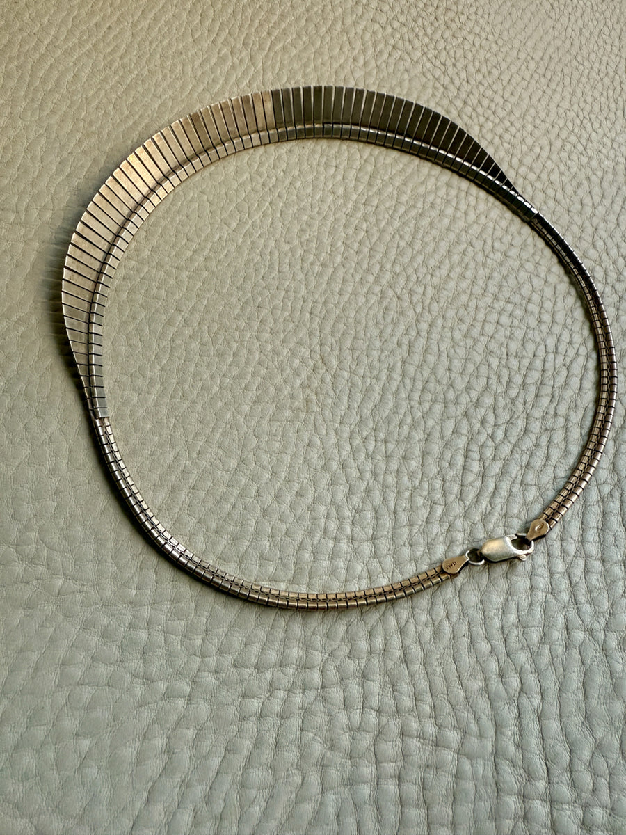 Italian 1950s/60s era Sterling Silver Cleopatra Collar Necklace - 16.2 inch length