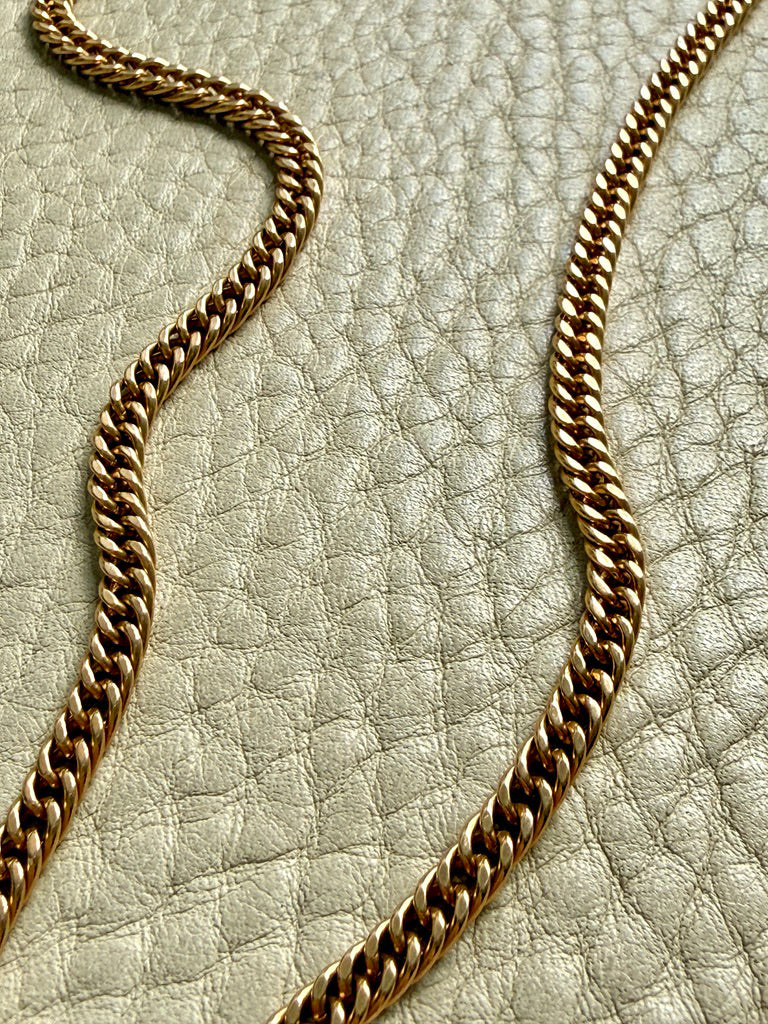 Signed Vintage Tight Curb Link Necklace 18k Gold – 18.5 Inch Length