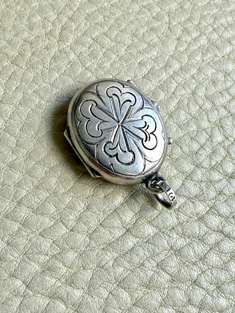 1829 Swedish Silver Antique Locket Pendant with Botanical engraving for Ella