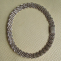 1963 Vintage Swedish Silver Crescent Link Collar Necklace – 16 inch Length
