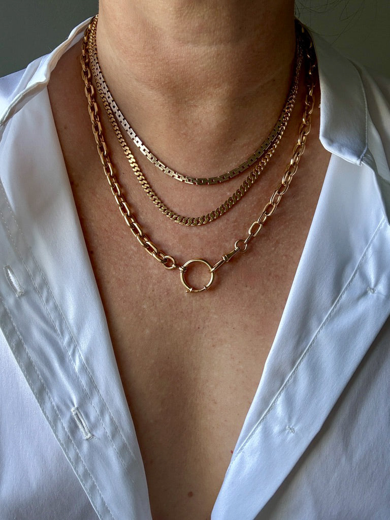 1923-1965 Swedish 18k gold pressed curb link necklace, graduated width - 17.3 inch length