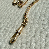 18k Gold Bar-Link Watch Chain Necklace with Dog Clip - 17 inch length