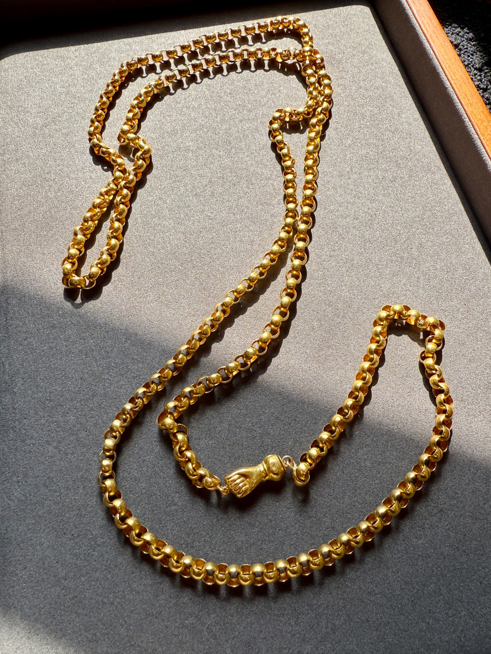 1834 Antique Long Length Rolo Link Necklace 22k Gold - 54.3 inch length
