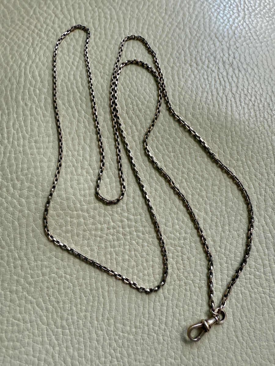 REDUCED! Antique Longuard Oval Belcher Chain in Pale Yellow 7k gold - 20 inch necklace length
