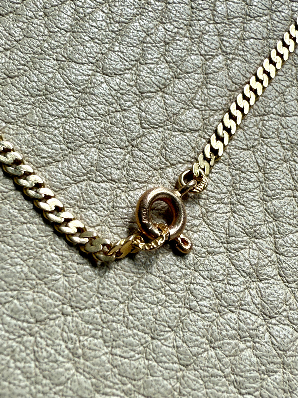 Scandinavian Vintage Pressed Curb Link 18k Gold Necklace - 17.5 inch length