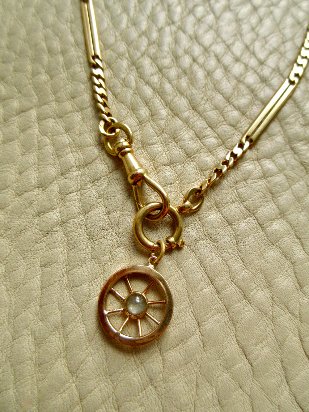 Antique Scandinavian 18k Gold Curb & Bar Link Watch Chain Necklace – 18.25 Inch Length