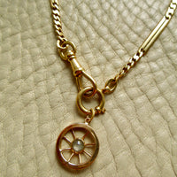 Antique Scandinavian 18k Gold Curb & Bar Link Watch Chain Necklace – 18.25 Inch Length