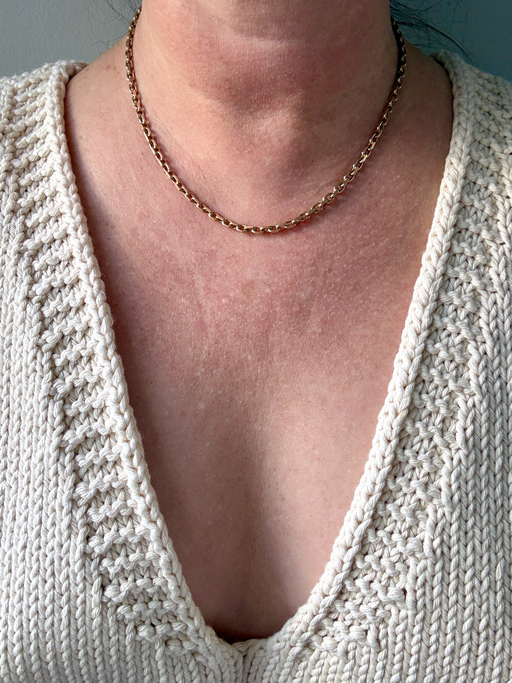 Chunky Vintage Danish 14k Gold Biker Link Chain Necklace – 17.7 Inch Length