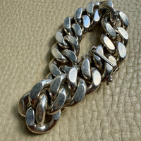 CHONK! 1976 SOLID Weighty 160 gram! Silver Curb Link Bracelet - 6.75 inch interior circumference