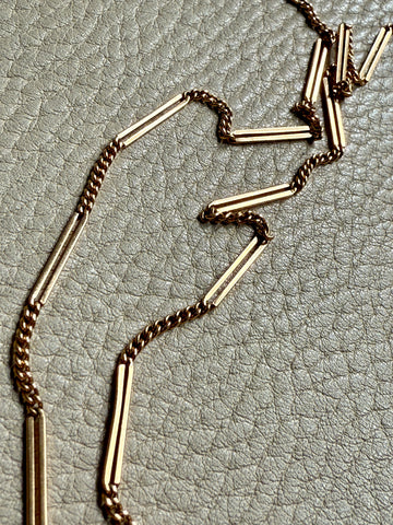 18k Gold Vintage Bar Link Variation Necklace - 21.75 inch length