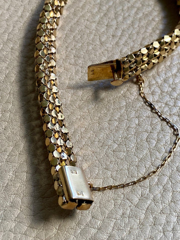 Honeycomb link triple strand bracelet - 18k gold - 7 inch length