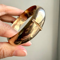 BEAUTIFUL! 1966 Finnish Vintage Round Wide Hinged Bangle 14k Gold- 7.3 inch interior circumference