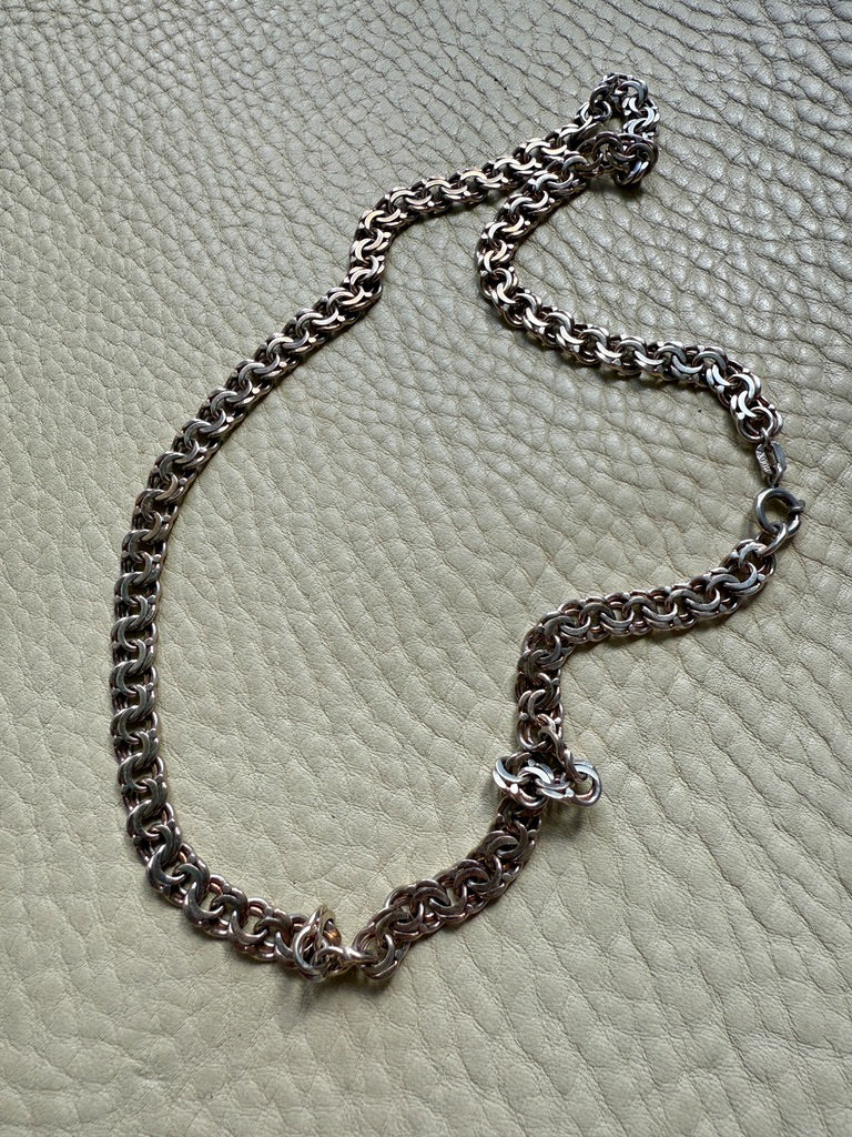 Vintage Silver Double Link Chain Necklace - 18 inch length