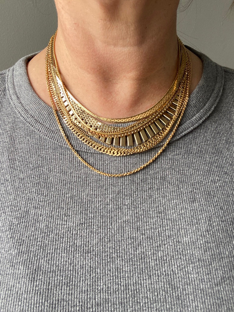 RADIANT! 14k Gold Cleopatra Link Necklace - Vintage Danish - 17 inch length