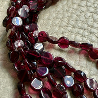 Vintage Italian Multi-Strand Garnet Bracelet with 18k Gold Bolt Clasp - Size 7-7.25 inch