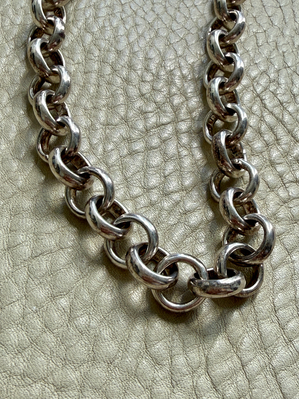 Chunky Chubby Sterling Silver Vintage Rolo Link Necklace – 18 Inch Length