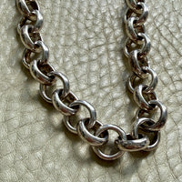Chunky Chubby Sterling Silver Vintage Rolo Link Necklace – 18 Inch Length