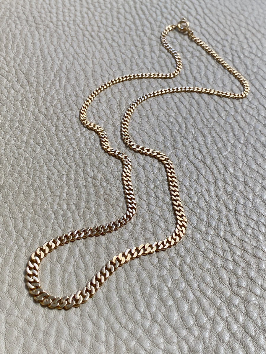 1954 Swedish Vintage 18k gold pressed curb link necklace - 18.7 inch length