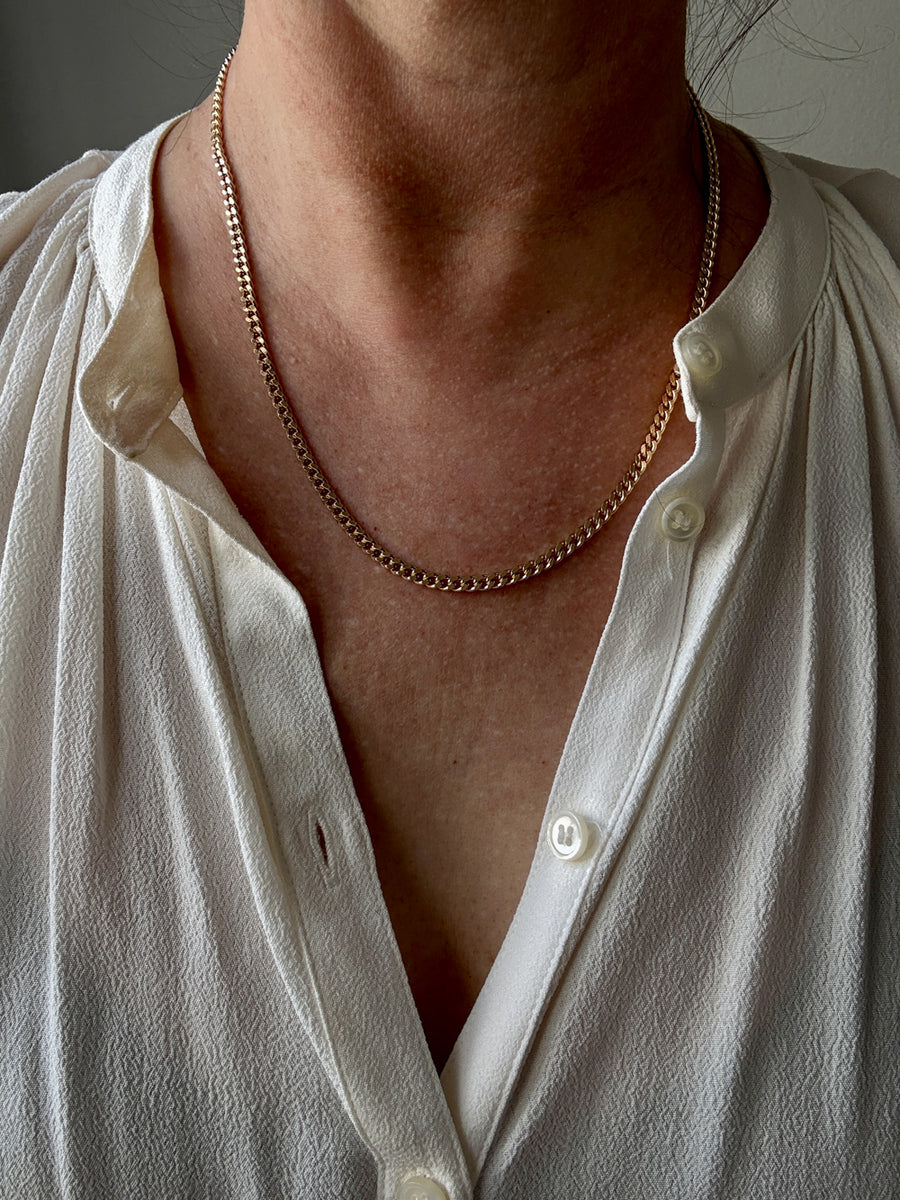 25 gram 18k Gold Chubby Round Curb Link Chain Necklace - Swedish Vintage - 19.5 inch length
